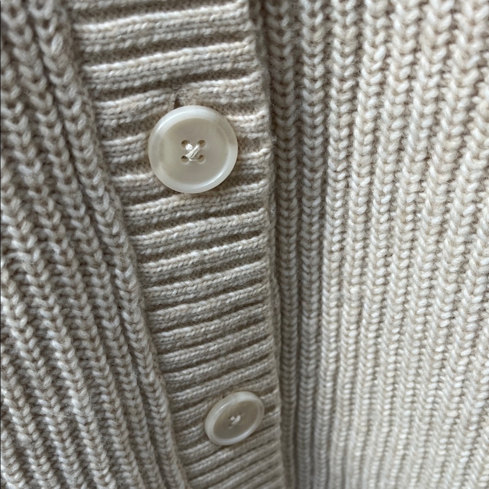 NWOT Express Beige Ribbed Button-Front Women's Cardigan Sweater - Picture 4 of 7